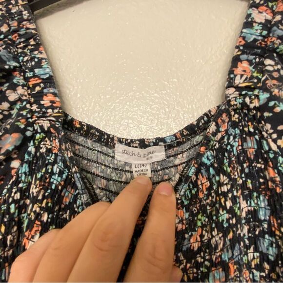 Stitch & Pine floral print smocked lightweight summer 
Jumpsuit wide leg L 14 - Picture 7 of 10
